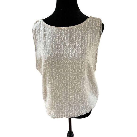 Alice + Olivia Ivory 100% Silk Tank Top Women’s M Geometric Design - Picture 1 of 11